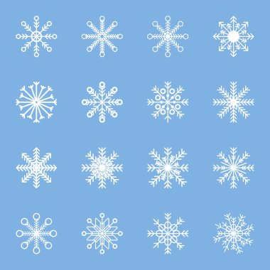 Kar taneleri. Ayarlayın. Farklı. Kar. Kış. Yeni yıl ve Noel.