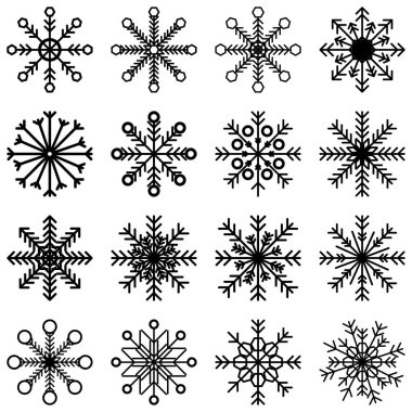 Kar taneleri. Ayarlayın. Farklı. Kar. Kış. Yeni yıl ve Noel.