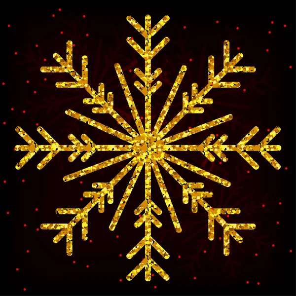 Flocon de neige. L'or. Glitter. Décoration. Nouvel An et Noël. Festive . — Image vectorielle