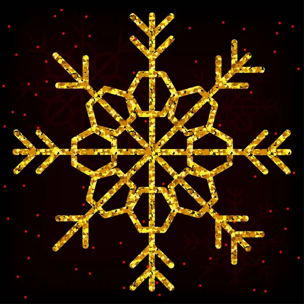Flocon de neige. L'or. Glitter. Décoration. Nouvel An et Noël. Festive . — Image vectorielle