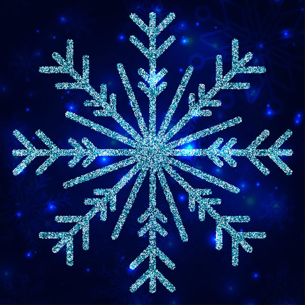 Νιφάδα χιονιού. Μπλε. Γκλίτερ. Φωτεινό. Χιόνι. Το χειμώνα. Πρωτοχρονιά και τα Χριστούγεννα. Για το σχέδιό σας. — Διανυσματικό Αρχείο