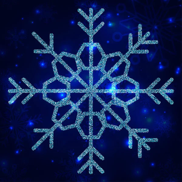 Снежинка. Синий. Блёстки. Яркий. Белоснежка Зима. Новый год и Рождество. Для вашего дизайна . — стоковый вектор