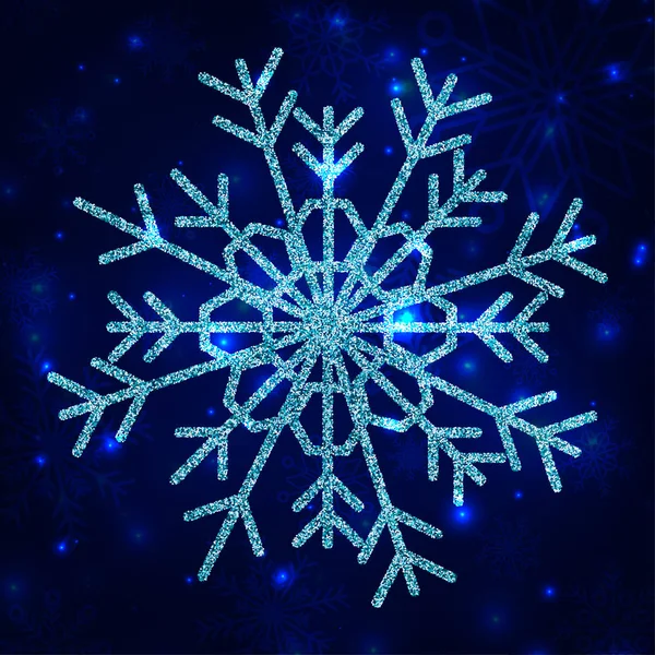 Snöflinga. Blå. Glitter. Ljusa. Snö. Vintern. Nyår och jul. För din design. — Stock vektor
