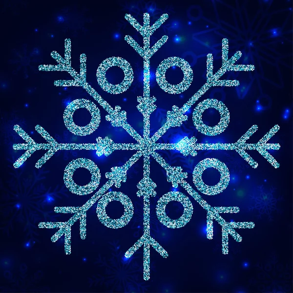 Snowflake. Blue. Glitter. Bright. Snow. Winter. New Year's and Christmas. For your design. — Stock Vector