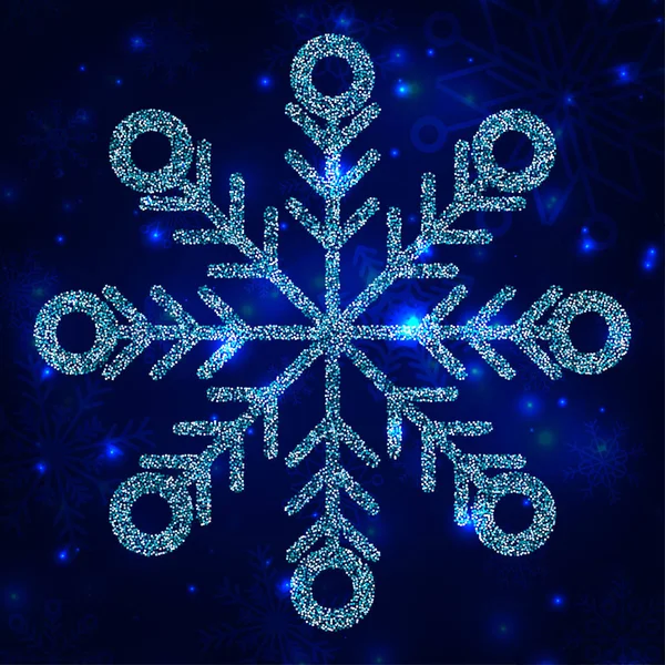 Snöflinga. Blå. Glitter. Ljusa. Snö. Vintern. Nyår och jul. För din design. — Stock vektor
