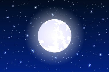 Gece gökyüzü. Ay ve yıldızlar. Güzel. Alanı. Tasarımlarınız için.