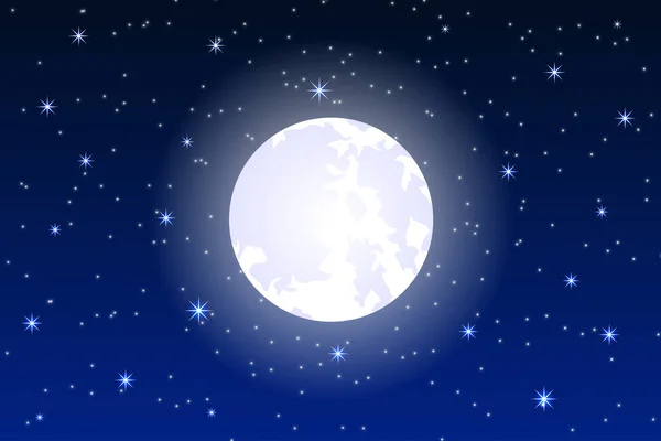 Cielo nocturno. La luna y las estrellas. Precioso. Espacio. Para su diseño . — Vector de stock