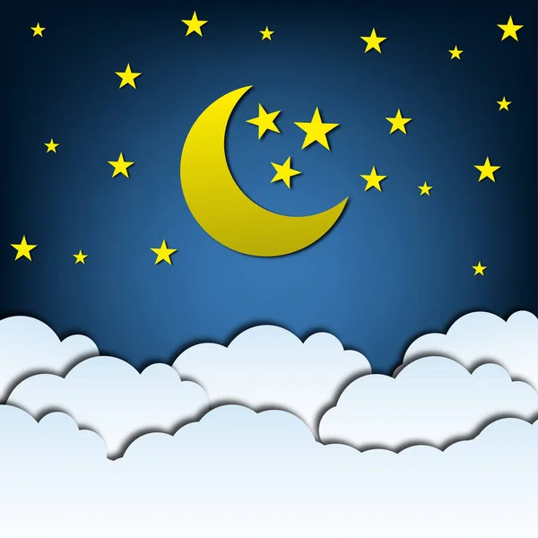 Gece gökyüzü. Ay ve yıldızlar. Güzel. Alanı. Tasarımlarınız için. — Stok Vektör