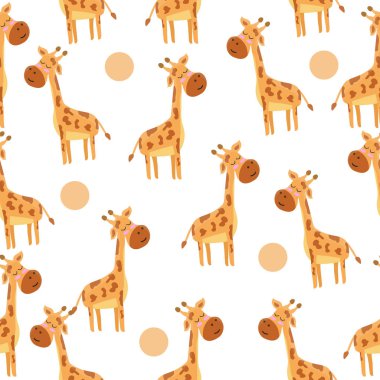 Seamless modeli. şirin. Zürafa. Bir karikatür. İskandinav tarzı. Çocuk. yazdırın. Bir erkek ve bir kız için. Otkrvtki için elbise. Tasarımlarınız için.