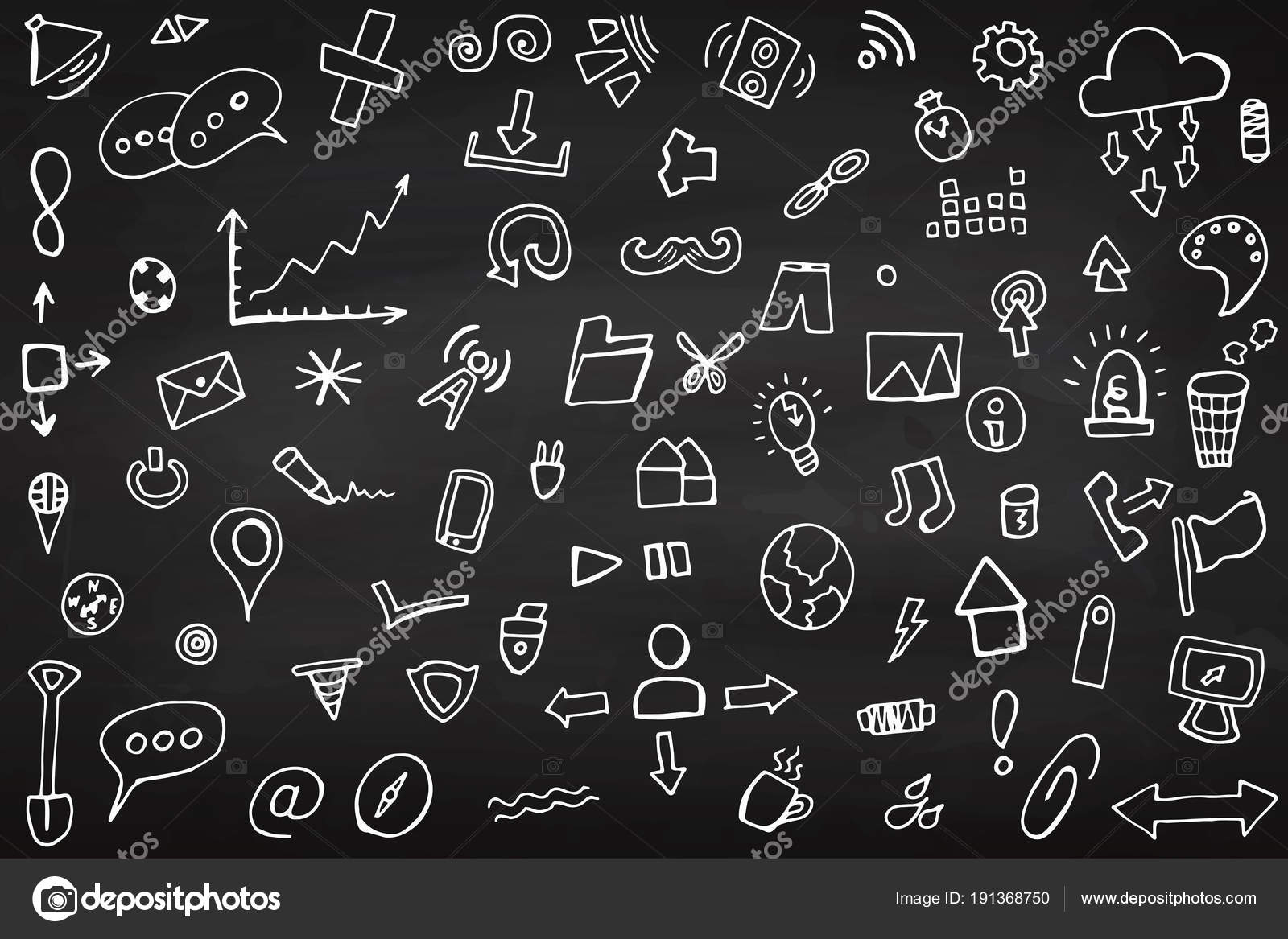 Set of icons. Chalk board. School. Hand drawing. Icon. Clipart. Stock  Vector by ©dasha122007 191368750