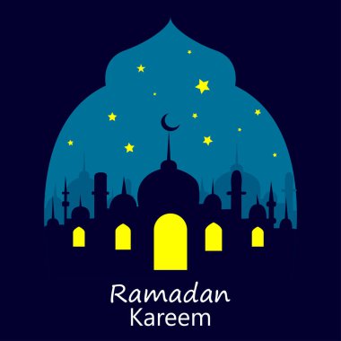 Ramazan Kareem güzel bir kartpostal olduğunu. Arka plan. Uraza. Gece gökyüzü. Kutlama.