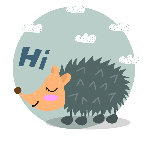 Cute hedgehog. Scandinavian style. Funny. Animals. Bright. For your design. — Stock Vector