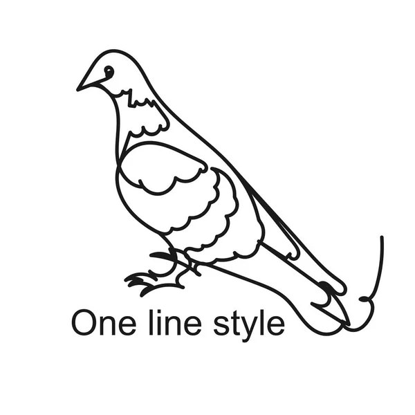 Colombe. Oiseau du monde. Réaliste. Croquis. Dessin manuel. Pour votre design. Une ligne — Image vectorielle