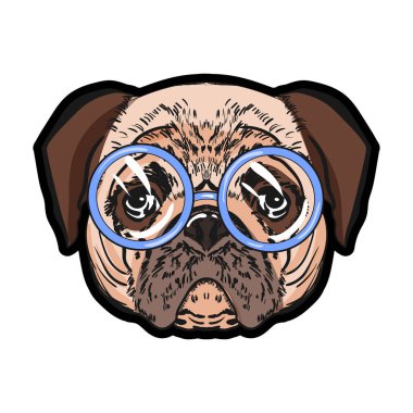 Pug. Köpek. Komik. Safkan. Tasarımlarınız için. Kartpostallar, giysi üzerinde baskı için. Yazdır.