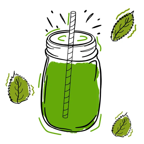 Dia de desintoxicação. Smoothies, frescos. Desenho manual. Para o seu design . —  Vetores de Stock