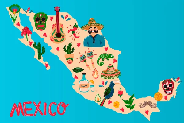 Mexico Amerikaanse Stijl Kleurrijke Achtergrond Vakantie Decoratie Stad Skyline Vector — Stockvector