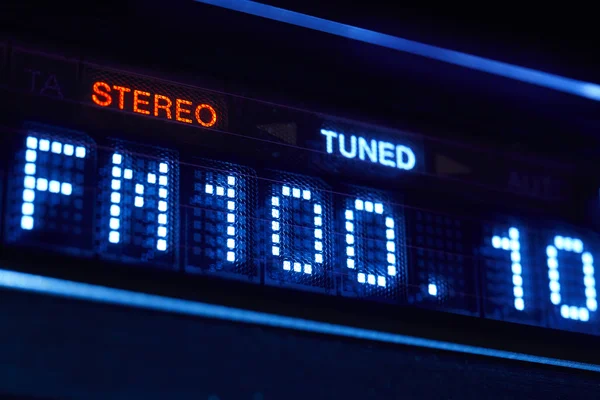 FM tuner radio display. Stereo digital frequency station tuned. — Stock Photo, Image