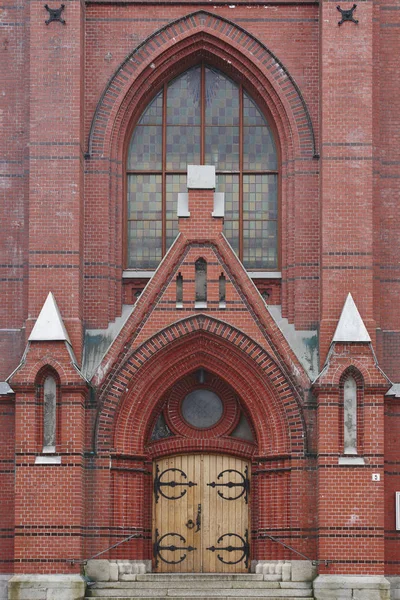 Architecture historique norvégienne. Eglise Bergen en brique rouge. Johann — Photo
