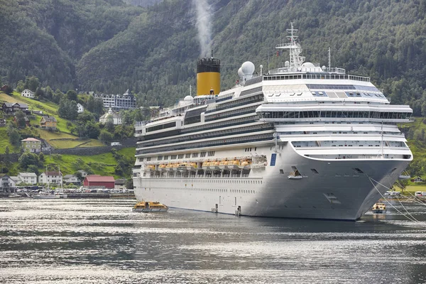 Noorse fjord landschap. Cruise vakantie. Dorp Geiranger. Vis — Stockfoto