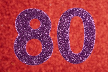 Seksen mor renk kırmızı bir arka plan üzerinde numara. Yıldönümü. 