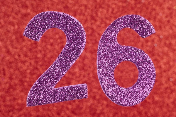 Αριθμός είκοσι-έξι μωβ πάνω σε κόκκινο φόντο. Επέτειος. — Φωτογραφία Αρχείου