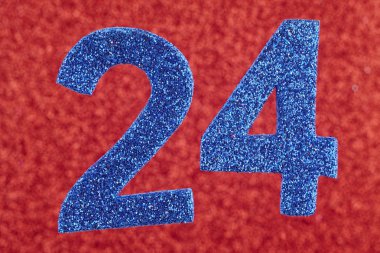 Yirmi dört mavi renk kırmızı bir arka plan üzerinde numara. Yıldönümü