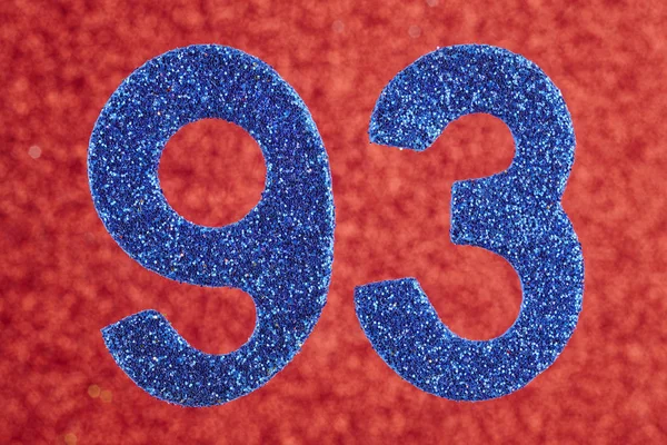 Numero 93 colore blu su uno sfondo rosso. Anniversario — Foto Stock