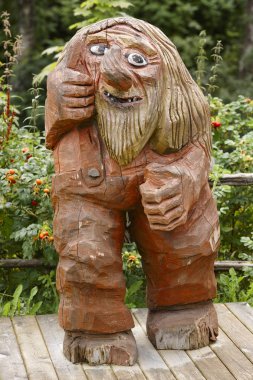 Norveç oyma ahşap troll. İskandinav folklor. Norveç. 