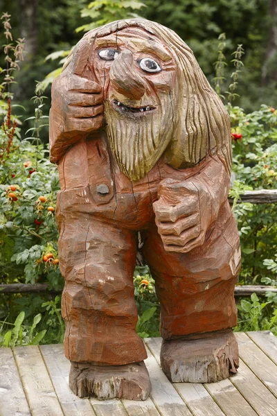 挪威的雕刻木制巨魔。斯堪的纳维亚民间传说。挪威. — 图库照片