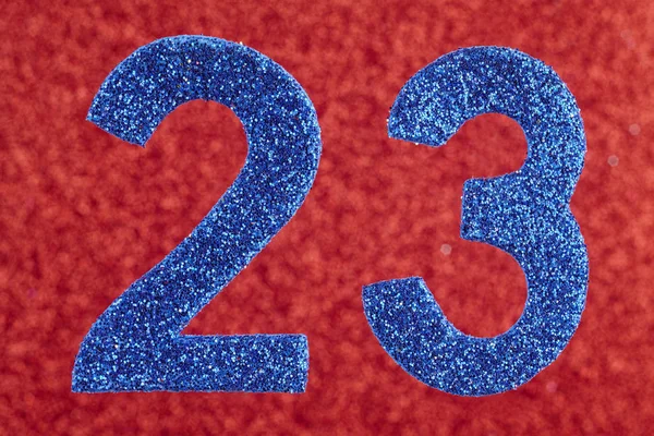 Número 23 azul sobre um fundo vermelho. Aniversário . — Fotografia de Stock