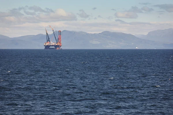 Oil and gas sea platform in Norway. Energy industry. Petroleum