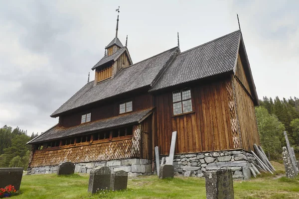 Norwegian stave church. Eidsborg. Historic building. Norway tour — Stock Photo, Image