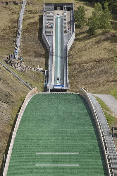 Ski jump. Artificial track. Winter sport. Norwegian summer.