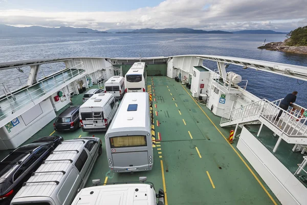 Norwegian ferry detail. Norway fjord transport. Travel backgroun — Stock Photo, Image