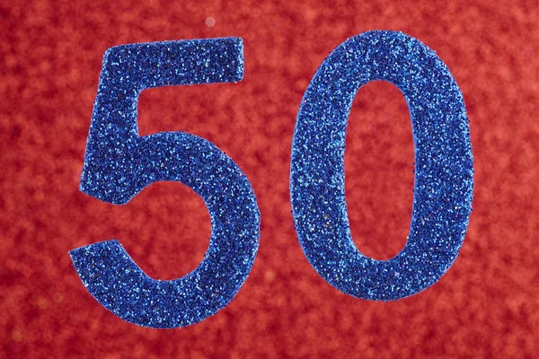 Numéro 50 bleu sur fond rouge. Anniversaire . — Photo