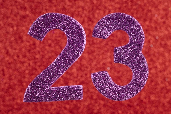 Numéro 23 violet sur fond rouge. Anniversaire . — Photo