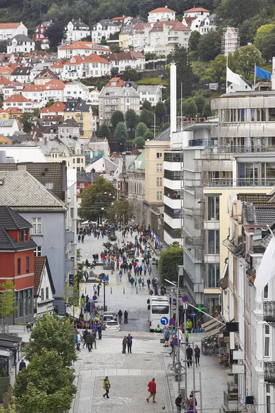 Bergen city. Traditional street with houses and buildings. Norwa — Stock Photo, Image