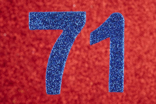 Number seventy-one blue color over a red background. Anniversary