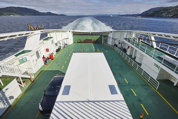 Norwegian ferry detail. Norway fjord transport. Travel backgroun — Stock Photo, Image