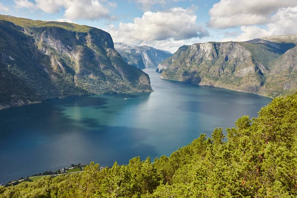 ノルウェーのフィヨルドの風景。Stegastein の視点。アウルラン。訪問 — ストック写真