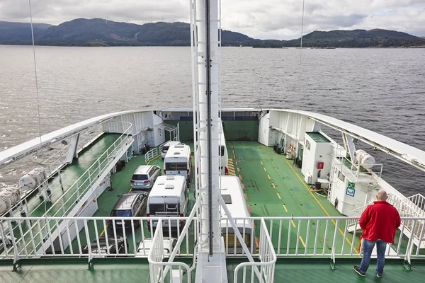 Norwegian ferry detail. Norway fjord landscape. Travel backgroun — Stock Photo, Image