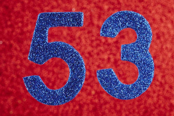 Αριθμός πενήντα τρία μπλε χρώμα πάνω σε κόκκινο φόντο. Επέτειος — Φωτογραφία Αρχείου