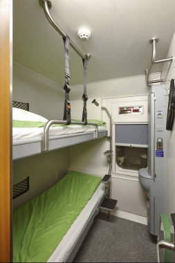 Tren yatak İki Yataklı kapalı. Arka plan seyahat