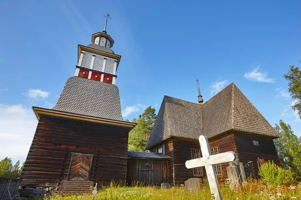 Finlandiya'da geleneksel ahşap kilise. Petajavesi. Fin kültür — Stok fotoğraf
