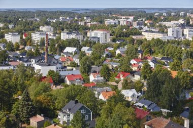 Geleneksel Fin kasaba, Rauma Torni bakış açısından. Finlandiya