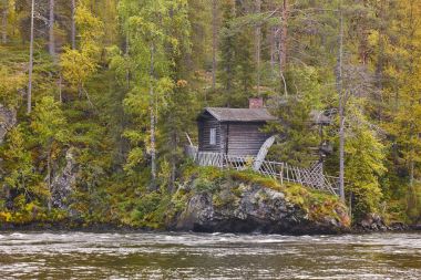 Finland forest landscape at Pieni Karhunkierros trail. Autumn se