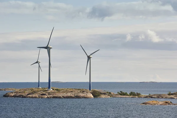 Wind turbines in the baltic sea. Renewable energy. Finland