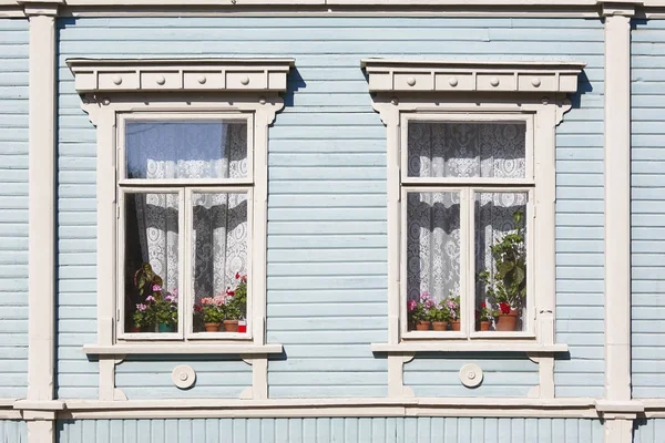Traditional wooden houses facade in Rauma town. Finland heritage — Stock Photo, Image