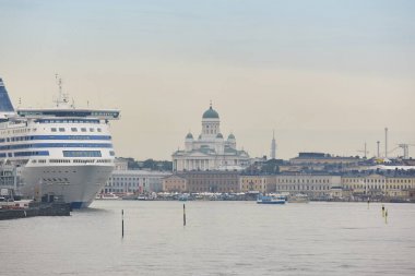 Helsinki liman, şehir merkezi ve lutheran Katedrali. Seyahat Finl