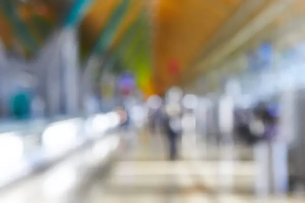 Airport terminal corridor indoor out of focus. Horizontal — Stock Photo, Image